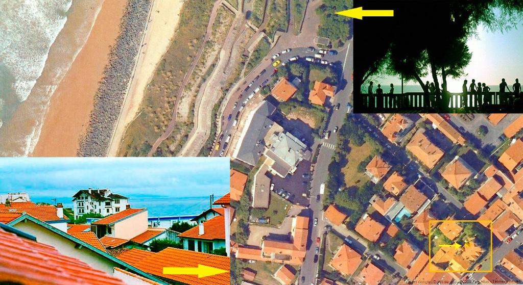 un collage de photos d'une ville avec une rue dans l'établissement Studio 200 mètres plage -Côte des basques-, Biarritz, à Biarritz