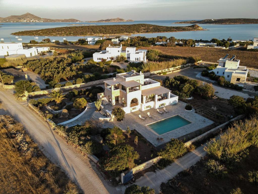 an aerial view of a villa with a swimming pool at Lithos Private Estate in Santa Maria