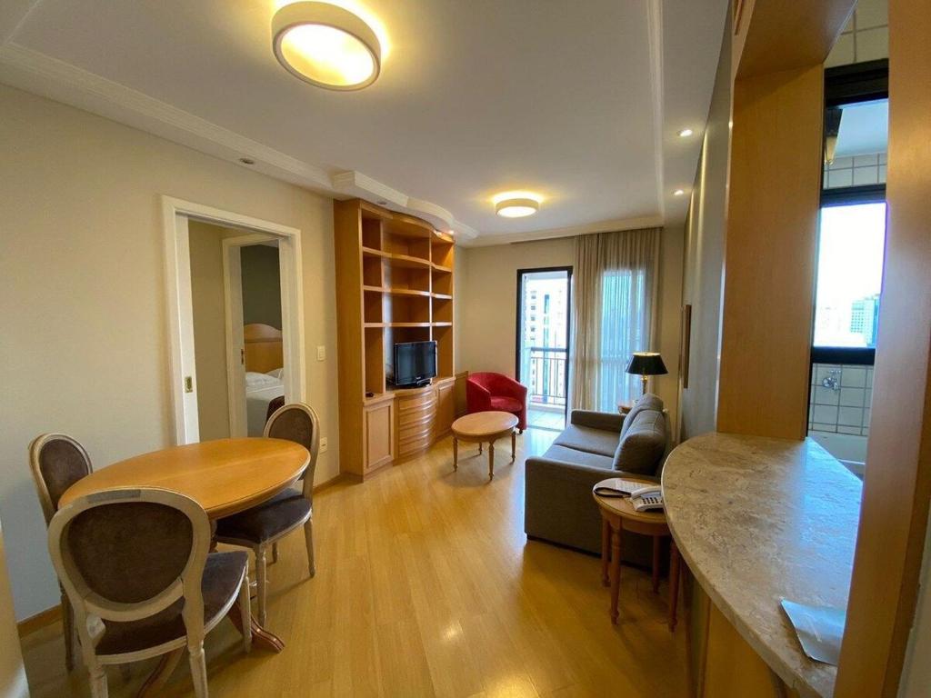 Posezení v ubytování Flat Residence Moema c/ cozinha e lavadora UH104