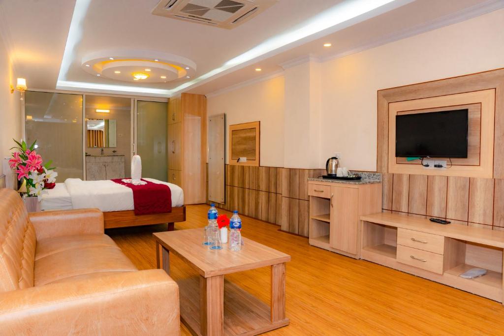 TV a/nebo společenská místnost v ubytování Drishya Hotel