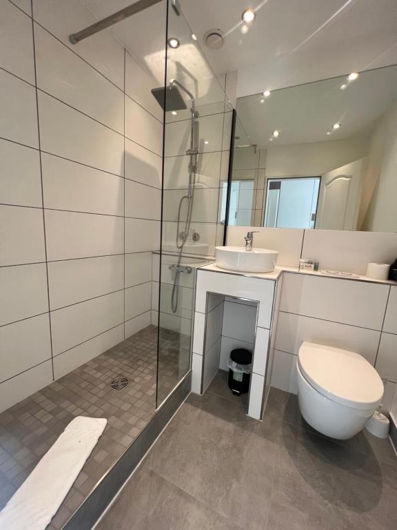 Koupelna v ubytování Hotel Mozart