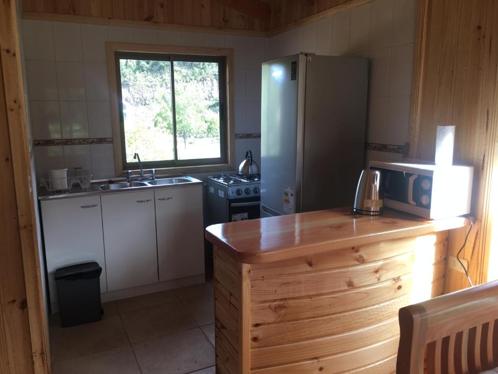 Kuchyň nebo kuchyňský kout v ubytování Los Quenes River Lodge