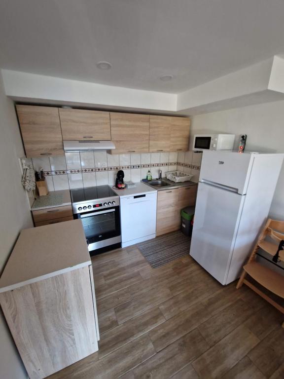 Kuchyň nebo kuchyňský kout v ubytování Apartma Vidovič