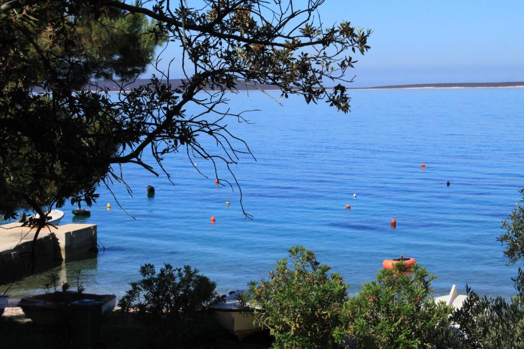 a large body of water with orange buoys in it at Apartments by the sea Cove Merascica, Cres - 8071 in Štivan
