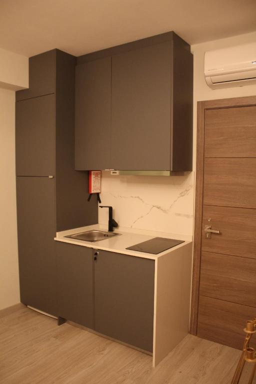Kuchyň nebo kuchyňský kout v ubytování Apartment Art Jazz Music