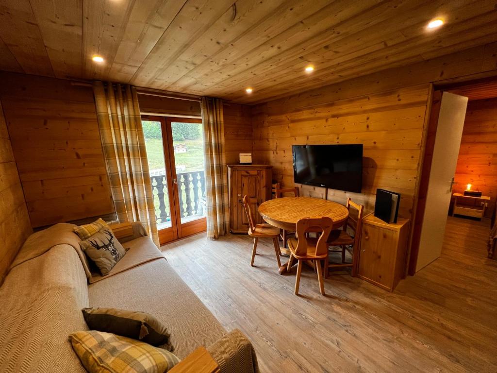 TV a/nebo společenská místnost v ubytování Lovely apartment in Col du Corbier