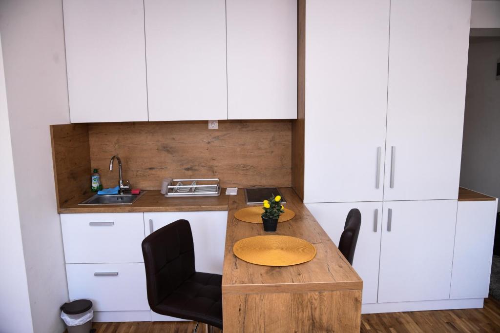 Kuchyň nebo kuchyňský kout v ubytování Demir Apartmani