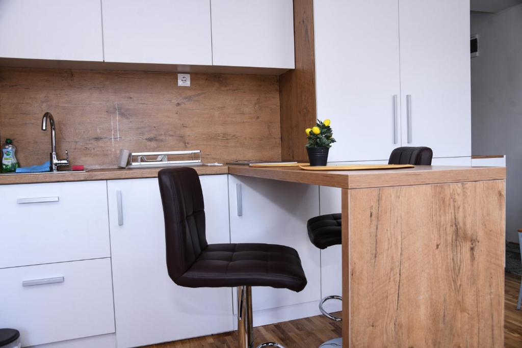Kuchyň nebo kuchyňský kout v ubytování Demir Apartmani
