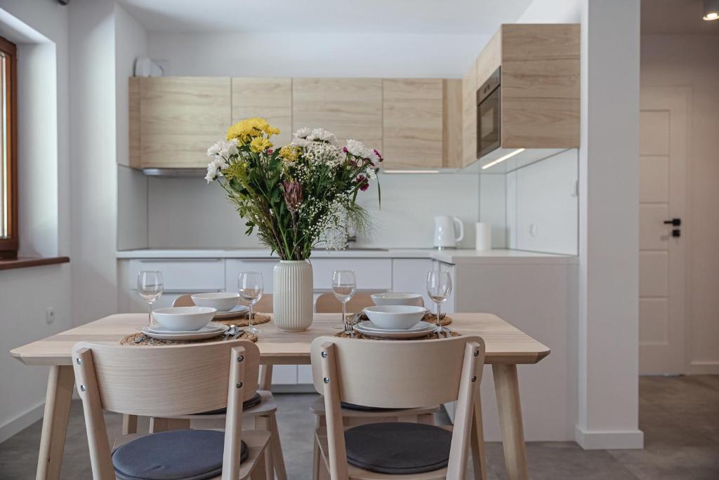 Kuchyň nebo kuchyňský kout v ubytování Apartamenty Osada Antałówka Zakopane