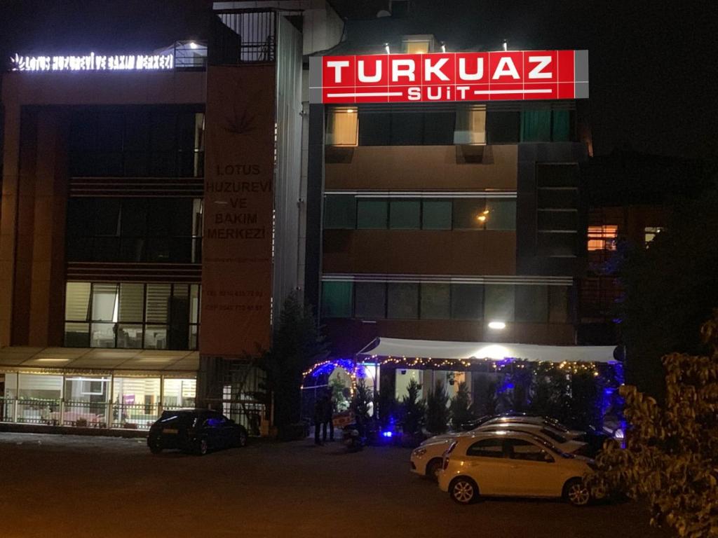 a car parked in front of a building at night at 216 Turkuaz Suit in Istanbul