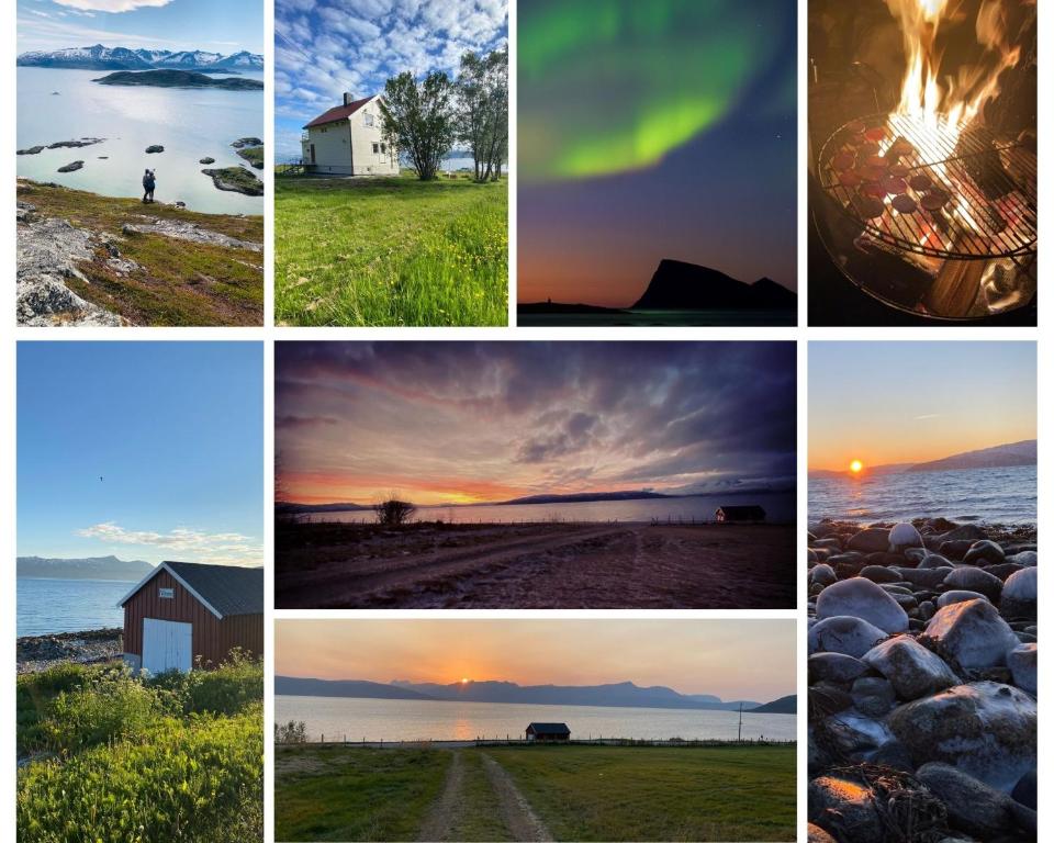a collage of different photos of the different sights at Unique and charming holiday home with fantastic sea views in Tromsø