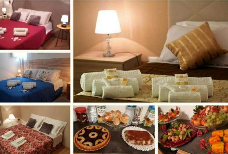 a collage of pictures of a hotel room with food at B&B A Modo Mio in Marsala