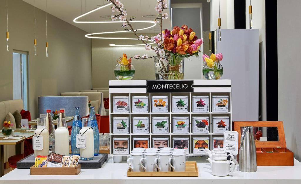 a display of products on a table in a store at NH Collection Marseille in Marseille