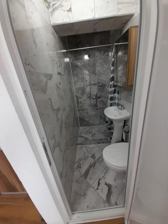 Koupelna v ubytování Apartman Gulab Krushevo