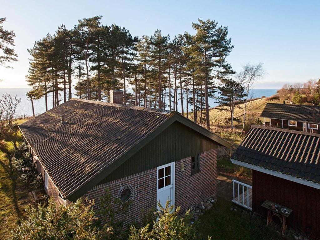 an aerial view of a house with trees at Holiday Home Elvervej in Ågerup