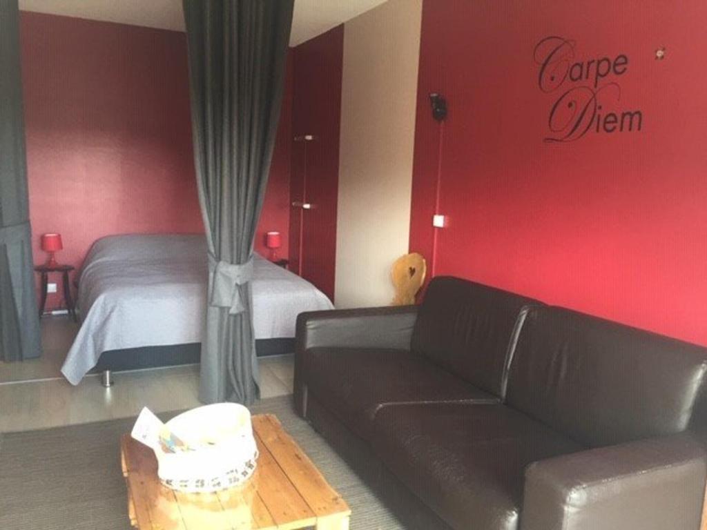 a living room with a couch and a bed at Studio cosy 4 pers, ascenseur, proche pistes - FR-1-602-85 in Arette