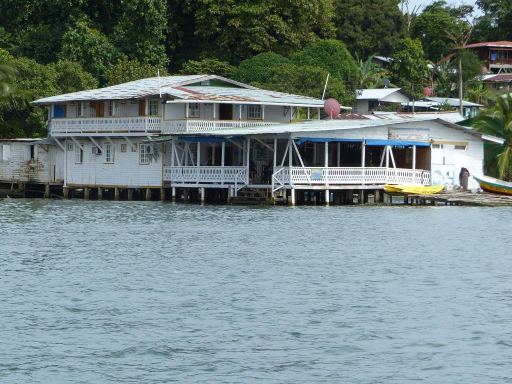 a house on a dock on the water at Hotel Caribbean View in Bastimentos