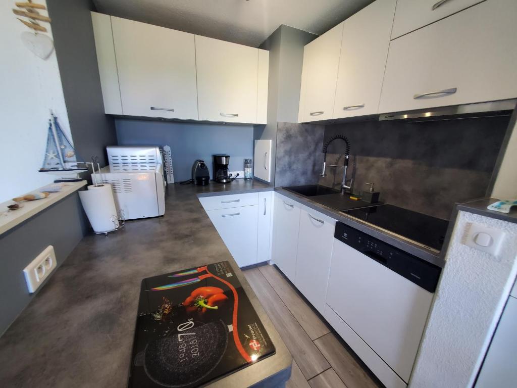 Kuchnia lub aneks kuchenny w obiekcie Grand appartement, 3 chambres, très bonne literie, résidence avec piscine à Pin Rolland