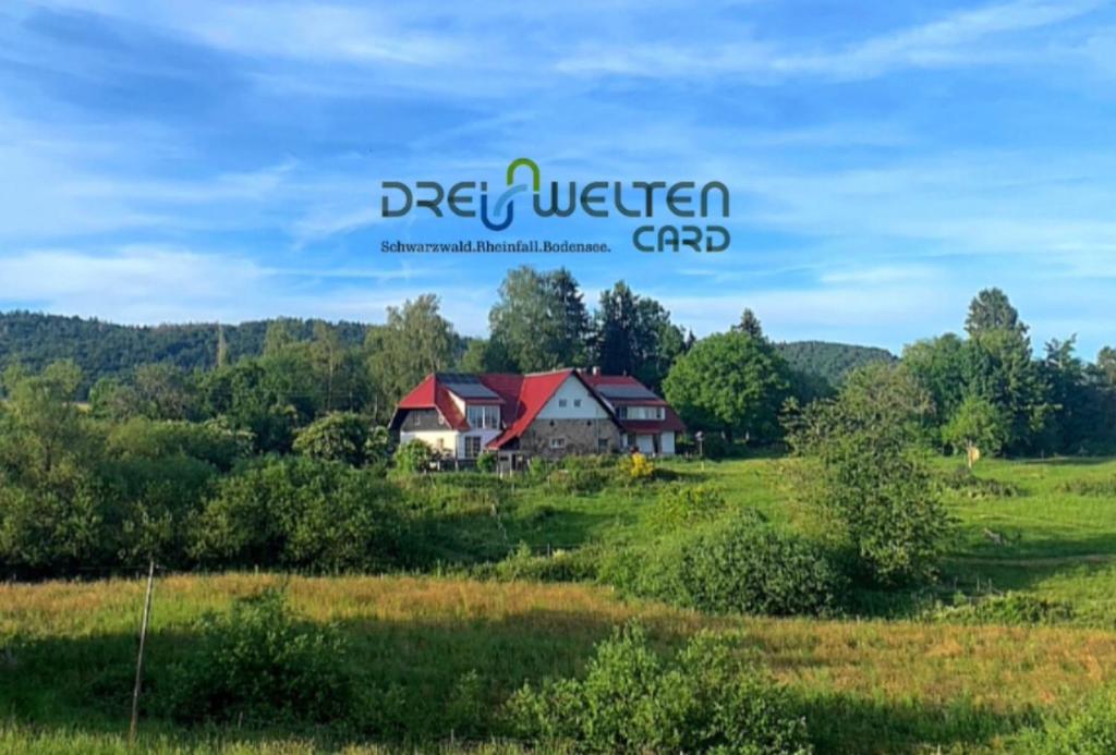 a farm in the middle of a field with a house at Pfaffensteghof in Rickenbach