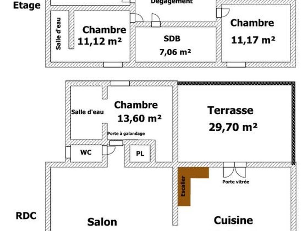 a floor plan of a house at Gîte Le Bernard, 6 pièces, 10 personnes - FR-1-426-164 in Le Bernard