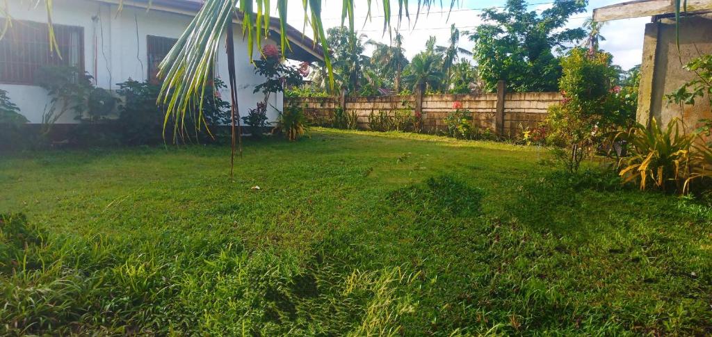 Pinoykano home في Candijay: ساحة بها عشب أخضر وسياج