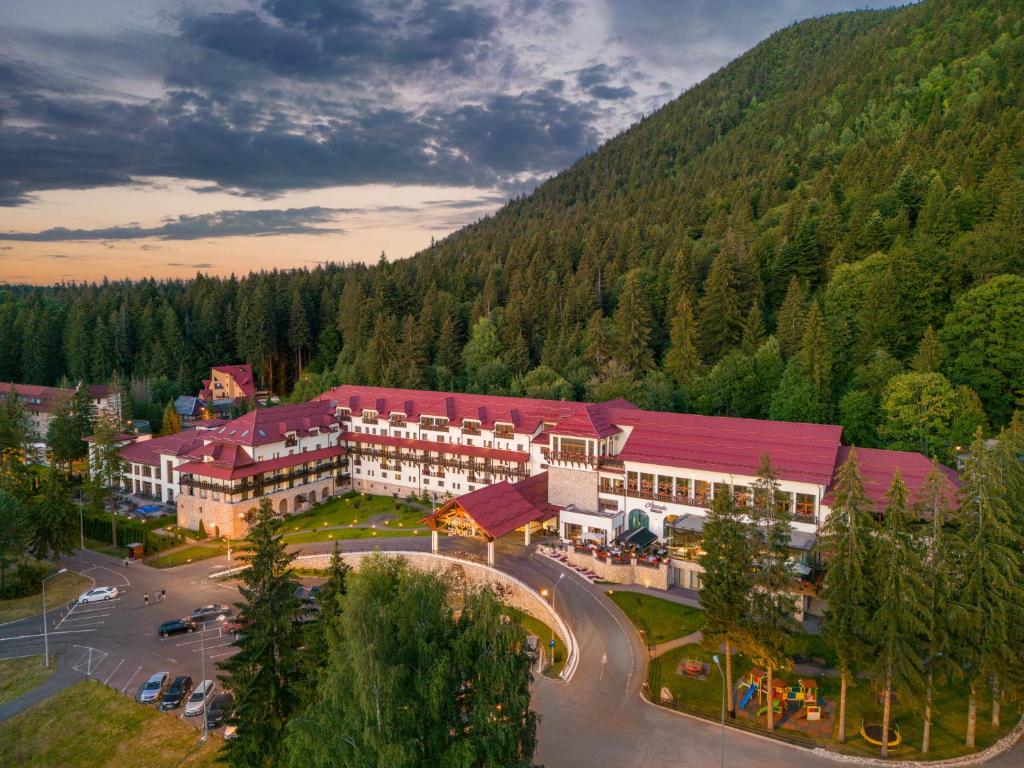 ポイアナ・ブラショフにあるAna Hotels Sport Poiana Brasovの山のリゾートの空中ビュー