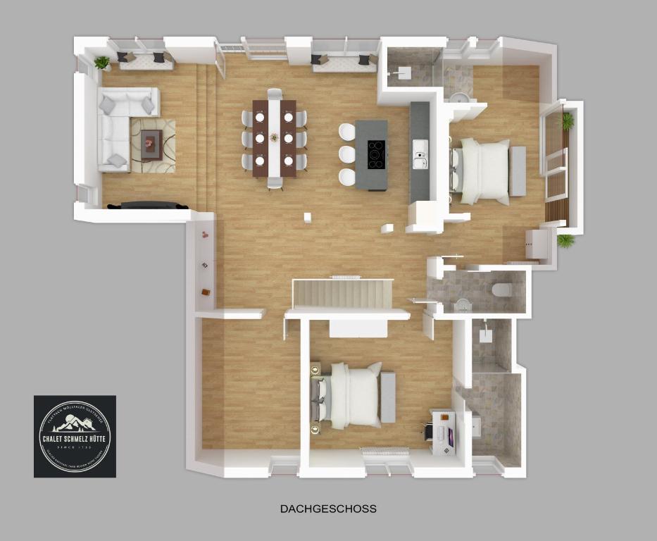 Půdorys ubytování Chalet Schmelz Huette mit Sauna und Garten