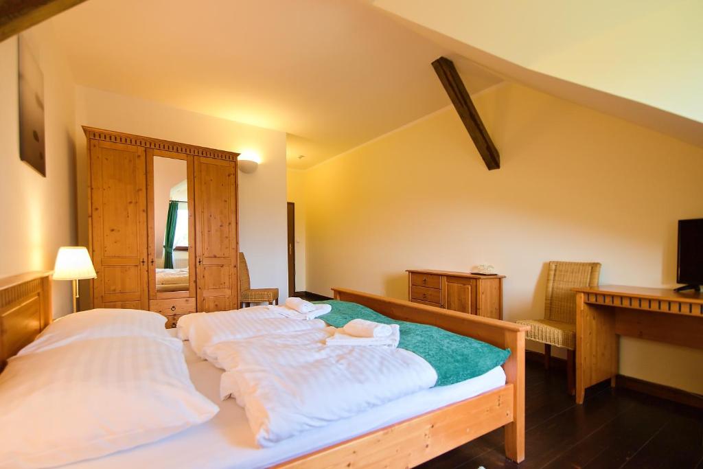 Postel nebo postele na pokoji v ubytování Hotel Buchlov