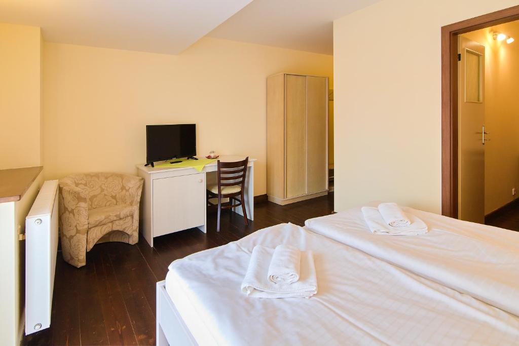 Postel nebo postele na pokoji v ubytování Hotel Buchlov