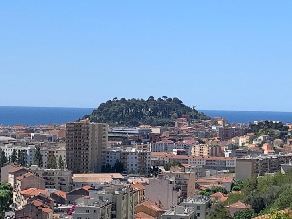 uma vista para uma cidade com uma colina ao fundo em Appartement 02 Vue Panoramique -WIFI- Parking privé -NICE em Nice
