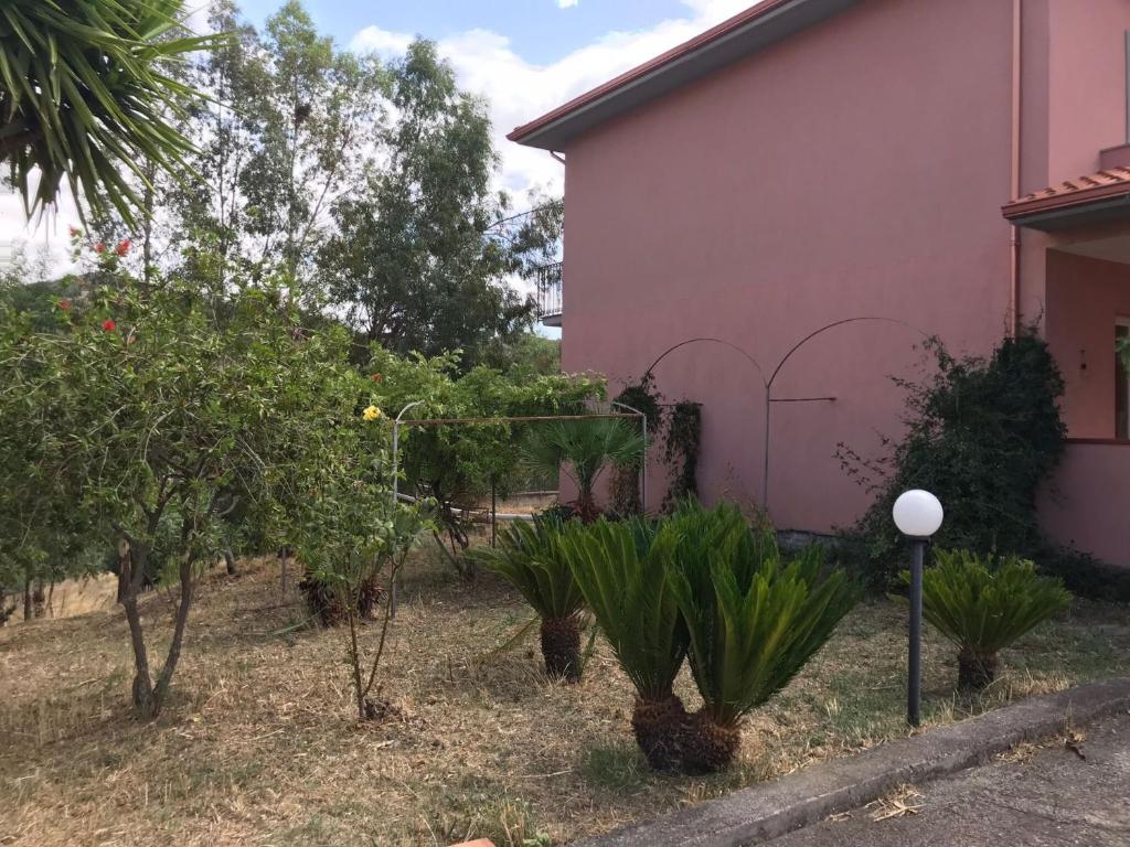 einen Garten mit Bäumen und Pflanzen vor einem Haus in der Unterkunft Villa Filippa in Nicosia