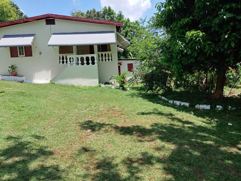 una casa con césped delante en Inviting 2-Bed House in Fair Prospect, en Port Antonio