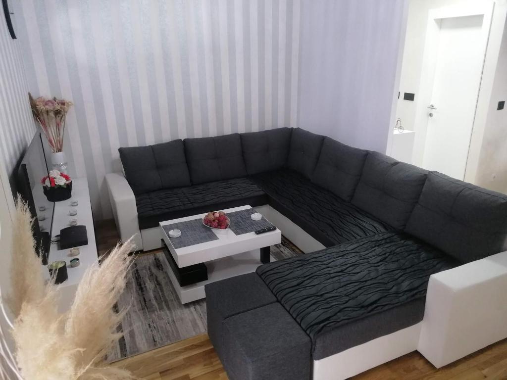 a living room with a couch and a table at Nenadovic Apartman in Obrenovac