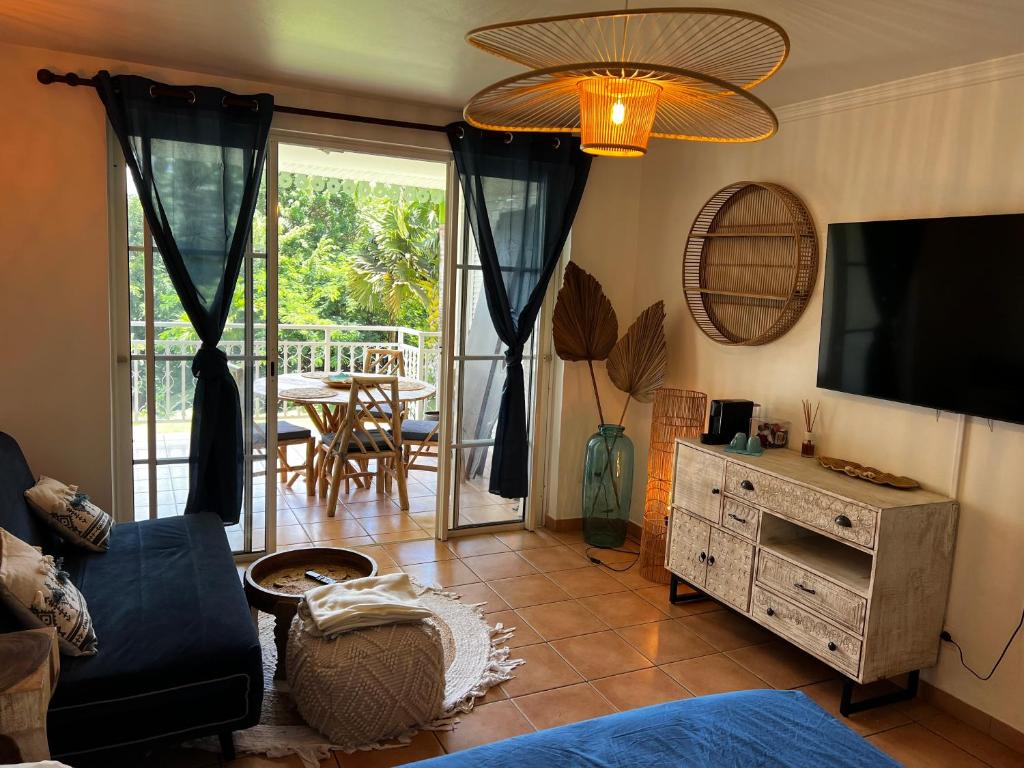 TV a/nebo společenská místnost v ubytování BEAU STUDIO RENOVE AU SEIN D'UN MAGNIFIQUE COMPLEXE HOTELIER