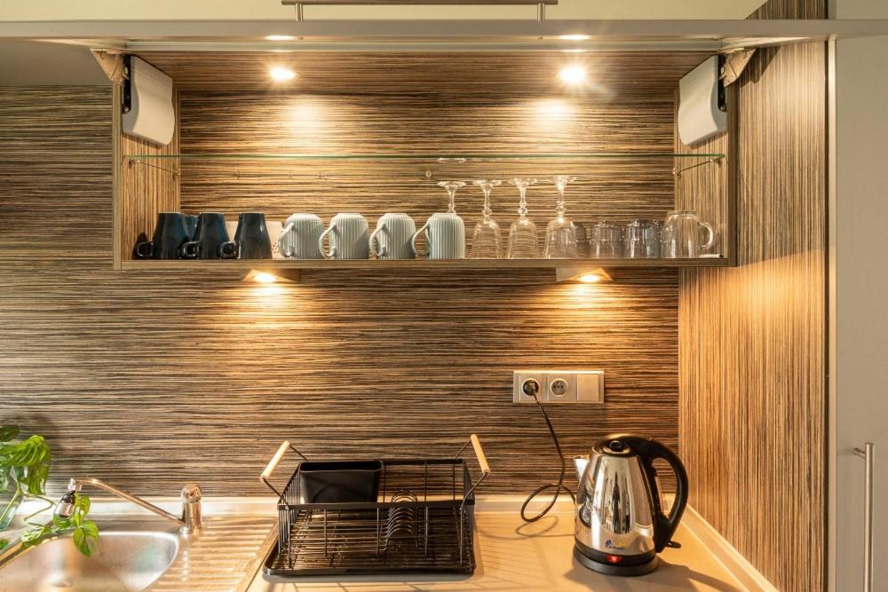 Kuchyň nebo kuchyňský kout v ubytování Apartmán Lukas s KRBEM v centru