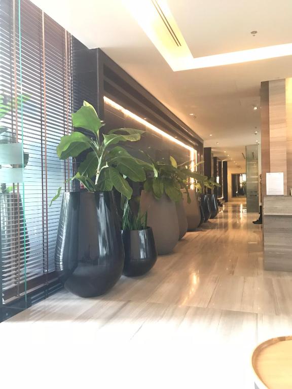 Hotel Unixx South Pattaya 26, a row of potted plants in a hallway at Unixx South Pattaya 26 in Pattaya South