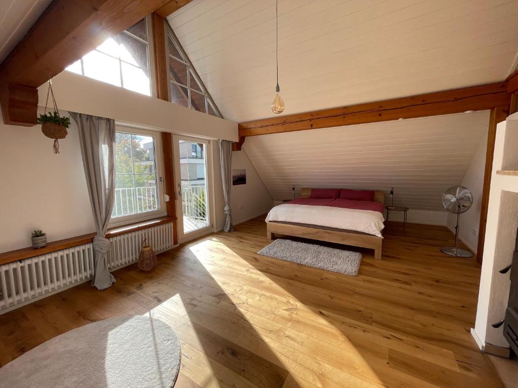 Säng eller sängar i ett rum på Ferienwohnung Lakelife Fischbach