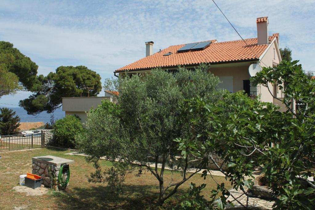 a house with a tree in front of it at Apartments by the sea Mali Losinj (Losinj) - 2485 in Mali Lošinj