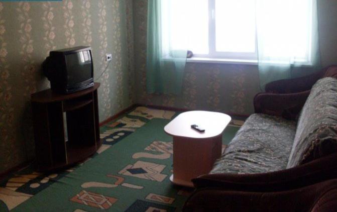 ズラトウーストにあるKlondaik apartment at prospect Gagarina 8, liniya 7のリビングルーム(ソファ、テレビ付)
