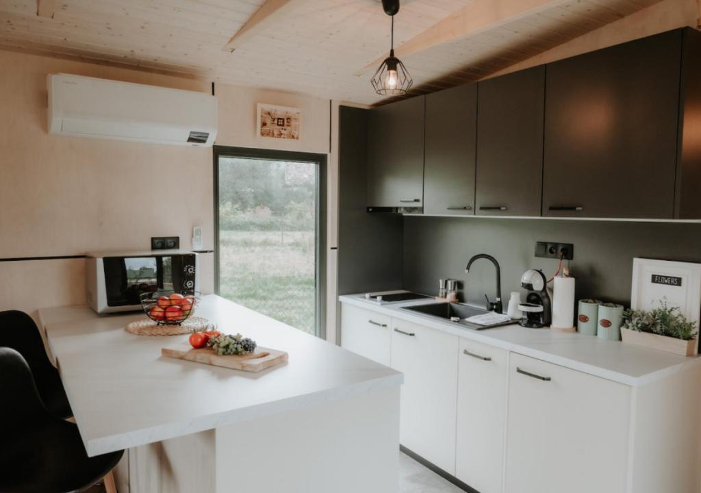 Kuchyňa alebo kuchynka v ubytovaní Moderné ubytovanie so saunou na liptovskom vidieku