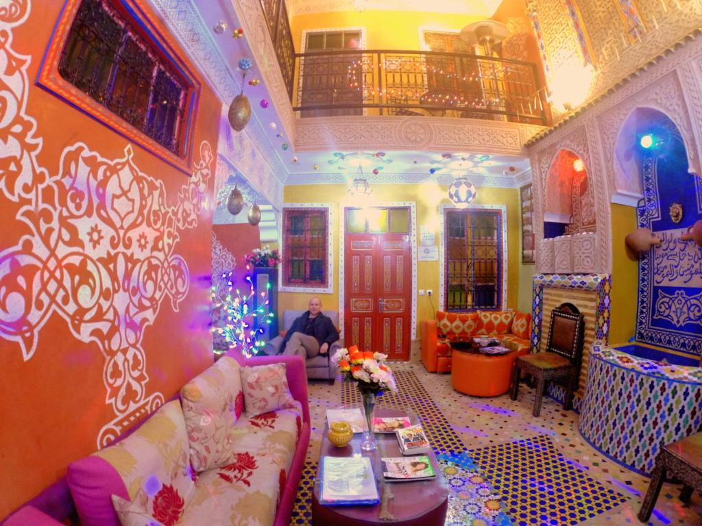 Posezení v ubytování Riad Jennah Rouge
