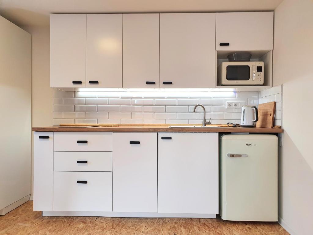 Kuchyň nebo kuchyňský kout v ubytování Apartmány U Muzea
