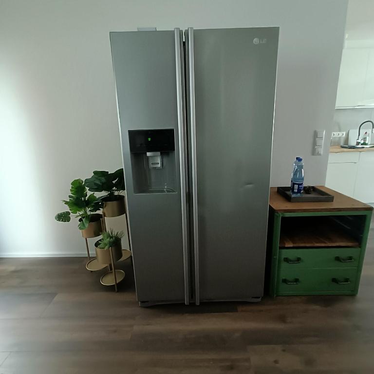 Kuchyň nebo kuchyňský kout v ubytování Apartments & möblierte Zimmer in Kahl am Main, kontaktloser Self Check-in, W-Lan, Schreibtisch, Duschbad, Küchenzeile, PKW-Plätze