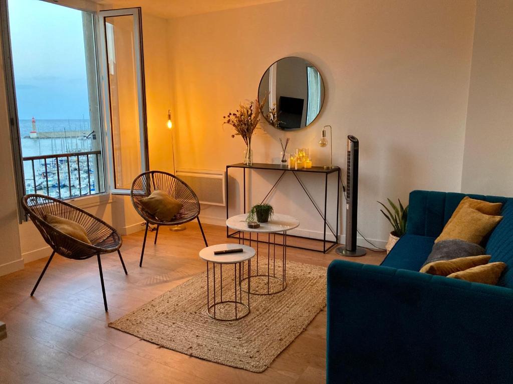 Posezení v ubytování Sognu di Matteu - Bel appartement entièrement climatisé - vue mer, vieux port Bastia