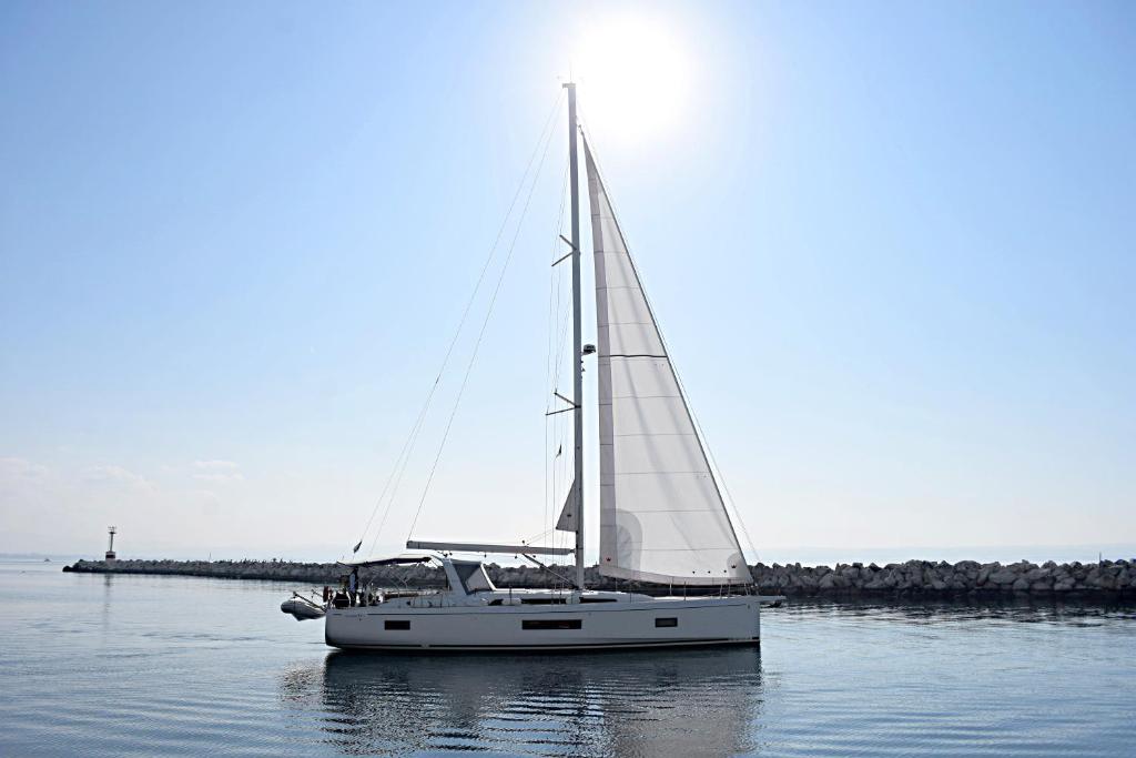 a sailboat floating on the water in the ocean at Yacht Psari in Thessaloniki