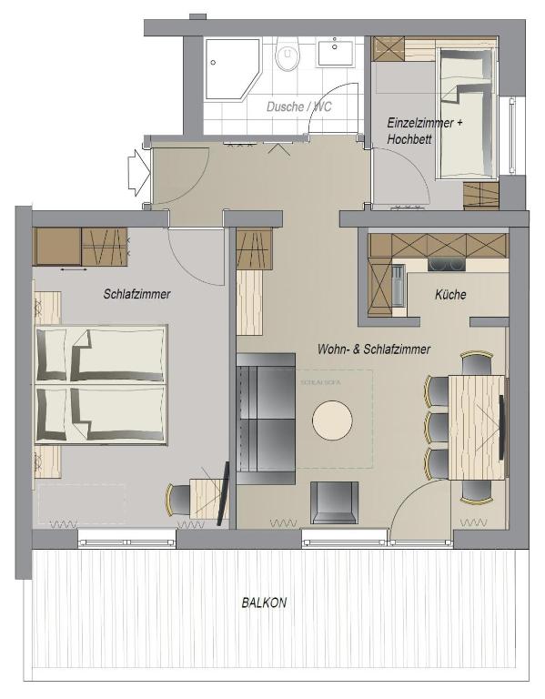 Plan piętra w obiekcie Appartements Zirmhof