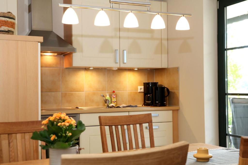 Kuchyň nebo kuchyňský kout v ubytování Ferienwohnung Sonnenhang-Hartmann
