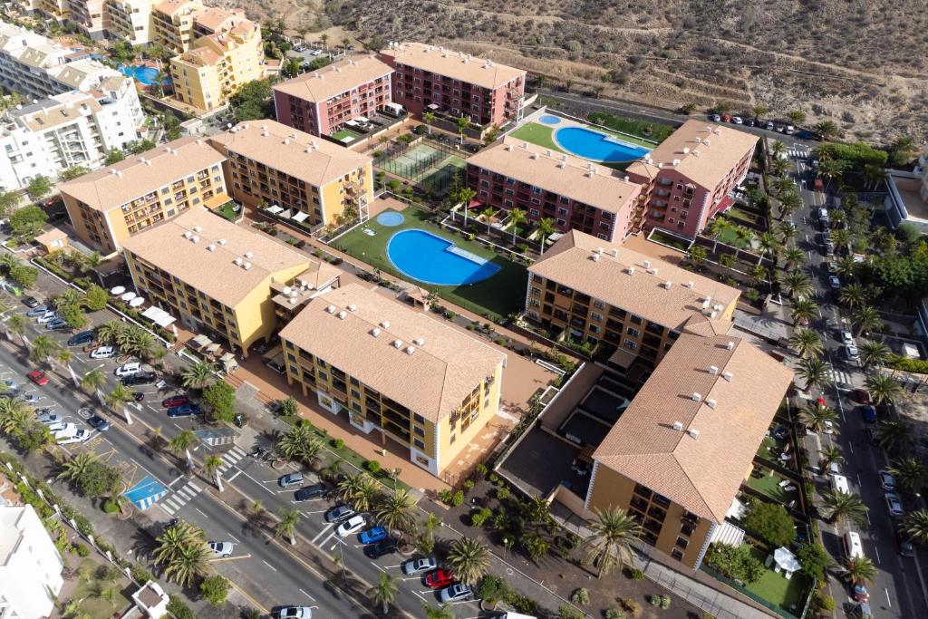 an overhead view of a city with buildings at Palm Mar Studio Apartment in Palm-Mar