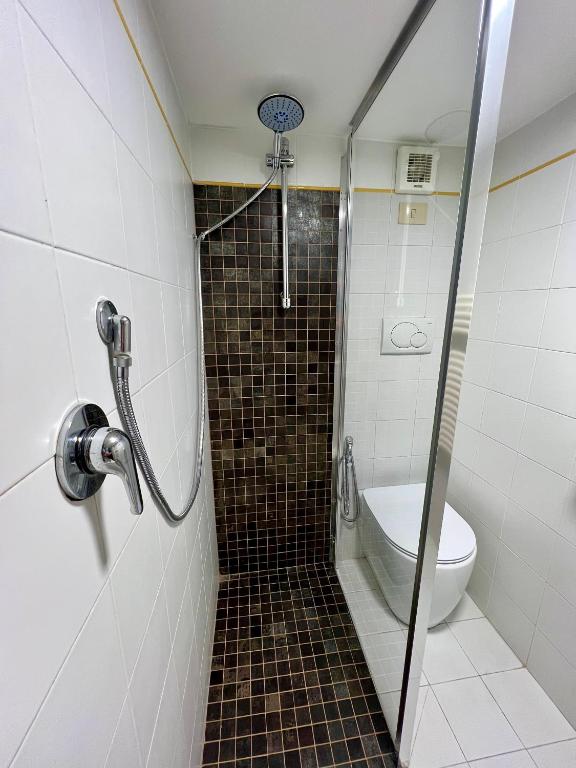 łazienka z prysznicem i toaletą w obiekcie Charming Navona Duplex w Rzymie