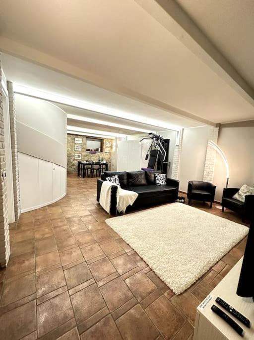 a living room with a couch and a rug at Appartamento Ebhouse in Capiago Intimiano